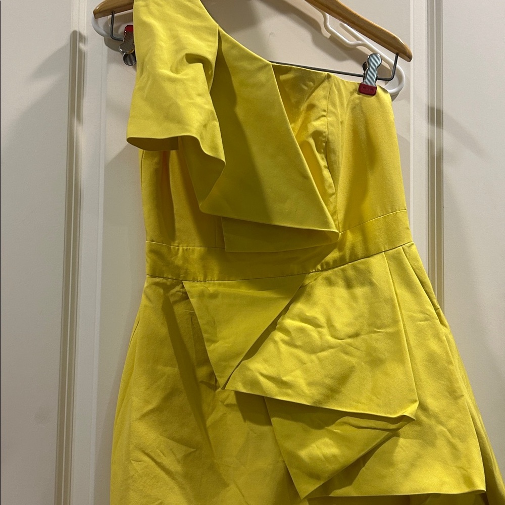 Shoshanna Silk blend one shoulder sleeveless Ruffle asymmetrical Mini Dress sz 4